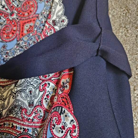 TALBOTS Women's Dress SZ Petite Small Paisley Scarf Print Bandana Crepe Shift - Picture 11 of 15